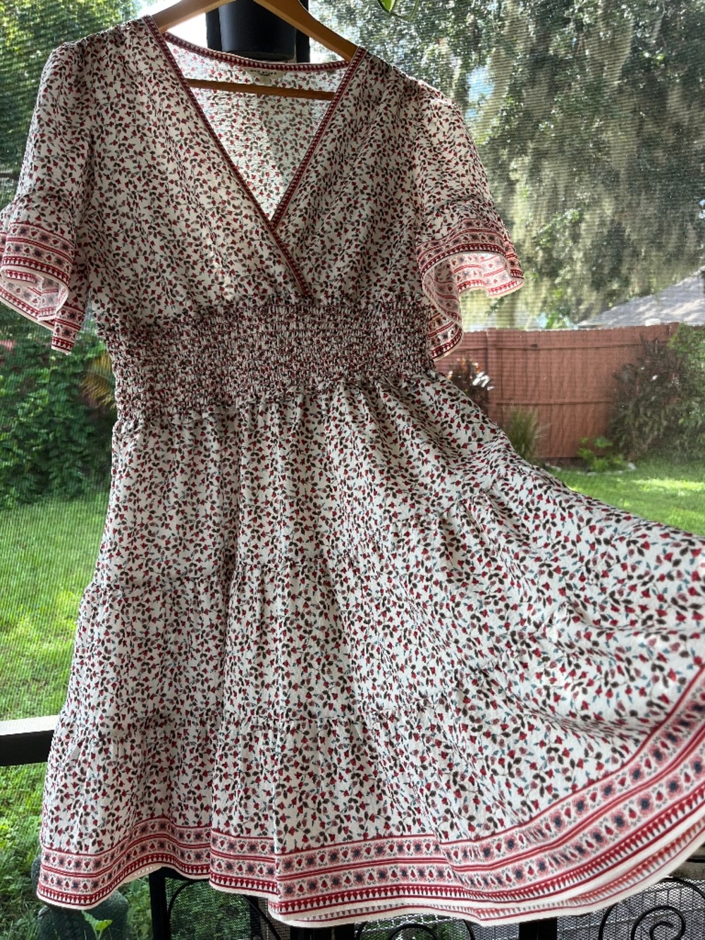 Max Studio Women's Crepe Surplice Neck Ruffled Dress Size Large